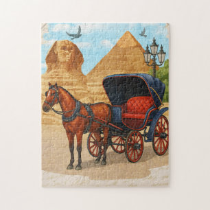 Vintage-Ägypten-Pferdekutschen-Kunstprint – Retro- Puzzle