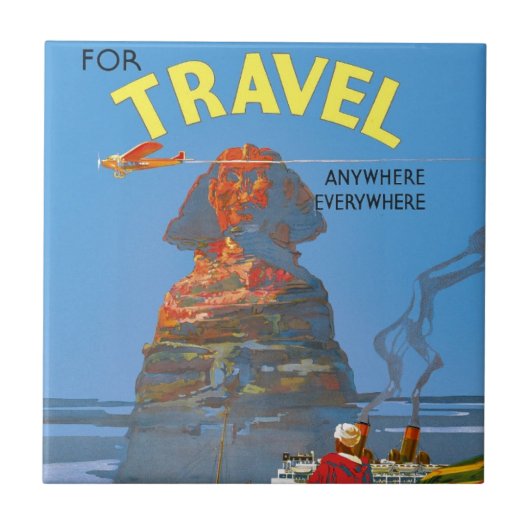 Vintage ägyptische Luftreisewerbung Fliese (Vorderseite)