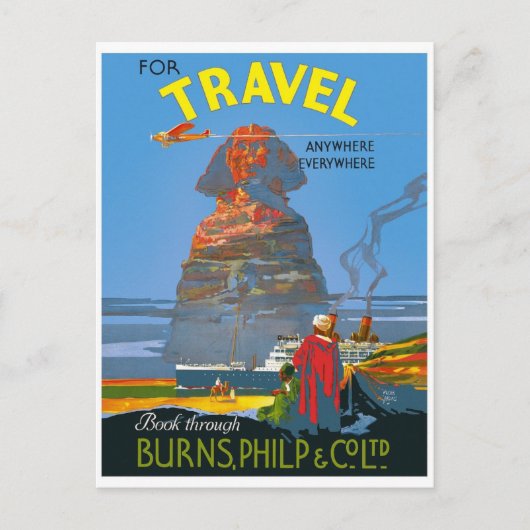 Vintage ägyptische Luftreisewerbung Postkarte (Vorderseite)