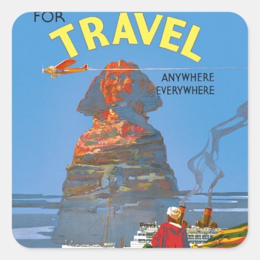 Vintage ägyptische Luftreisewerbung Quadratischer Aufkleber (Vorderseite)