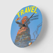 Vintage ägyptische Luftreisewerbung Runde Wanduhr (Winkel)