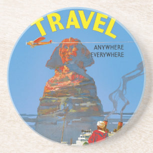 Vintage ägyptische Luftreisewerbung Sandstein Untersetzer