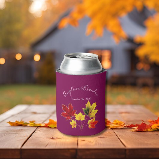 Vintage AhornBlätter in Rot-Hochzeit Dosenkühler