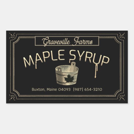 Vintage Ahornsirup, schwarz Rechteckiger Aufkleber (Vorderseite)