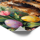 Vintage Airedale Terrier Easter Garden Art Poster (Ecke)