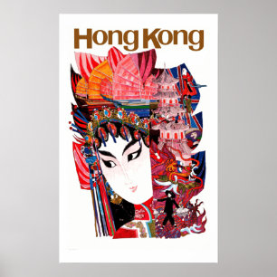 Vintage Airline Hong Kong China Travel Poster