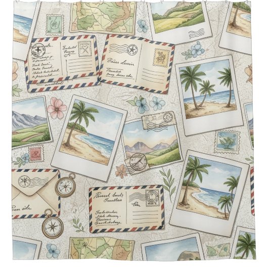 Vintage Airmail-Abenteuer (1) Duschvorhang (Vorderseite)