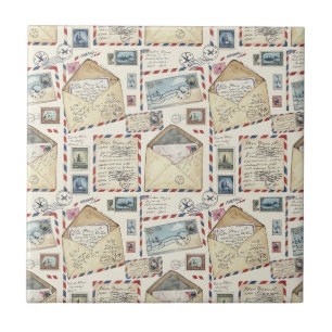 Vintage Airmail-Abenteuer (2) Fliese