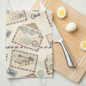 Vintage-Airmail-Abenteuer (3) Geschirrtuch (Viertel Falte)