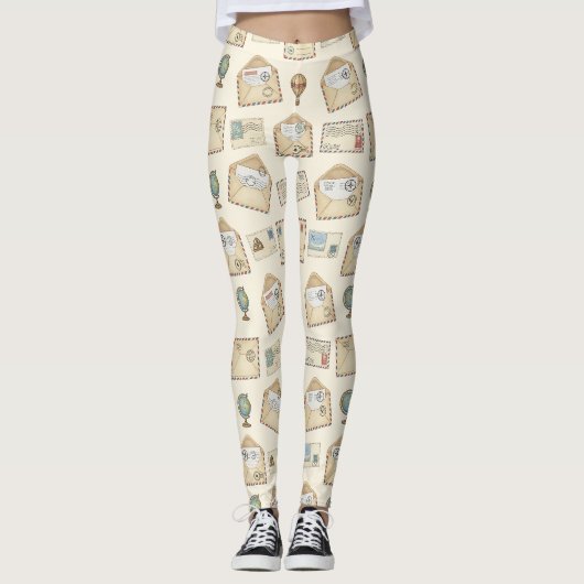 Vintage-Airmail-Abenteuer (4) Leggings (Vorderseite)