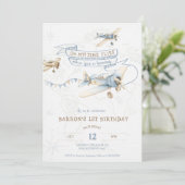 Vintage Airplane Aviator Pilot 1st Birthday Einladung (Stehend Vorderseite)