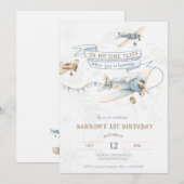 Vintage Airplane Aviator Pilot 1st Birthday Einladung (Vorne/Hinten)