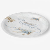 Vintage Airplane Aviator Pilot 1st Birthday Pappteller (Schrägansicht)