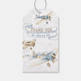 Vintage Airplane Aviator Pilot 1st Birthday Thank  Geschenkanhänger