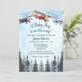 Vintage Airplane Baby Boy Babydusche Einladung (Stehend Vorderseite)