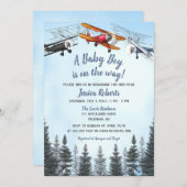 Vintage Airplane Baby Boy Babydusche Einladung (Vorne/Hinten)