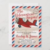 Vintage Airplane-Baby-Dusche Einladung (Vorderseite)