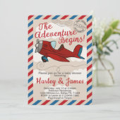 Vintage Airplane-Baby-Dusche Einladung (Stehend Vorderseite)