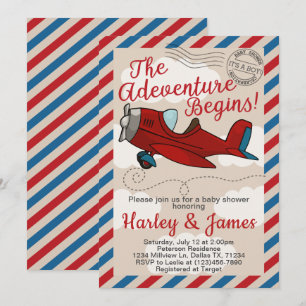 Vintage Airplane-Baby-Dusche Einladung