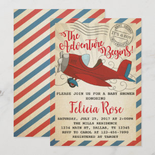 Vintage Airplane-Baby-Dusche Einladung