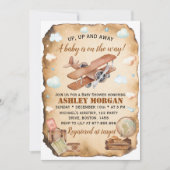 Vintage Airplane-Baby-Dusche Einladung (Vorderseite)