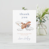 Vintage Airplane Babydusche Danke Karte (Stehend Vorderseite)