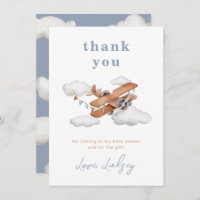 Vintage Airplane Babydusche Danke Karte