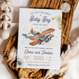 Vintage Airplane Boy Travel Baby Dusche Einladung