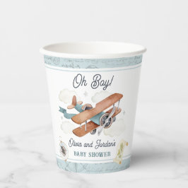 Vintage Airplane Boy Travel Baby Dusche Pappbecher
