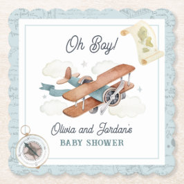 Vintage Airplane Boy Travel Baby Dusche Untersetzer
