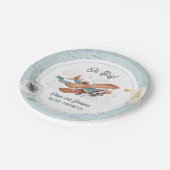 Vintage Airplane Boy Travel Baby Shower Pappteller (Schrägansicht)