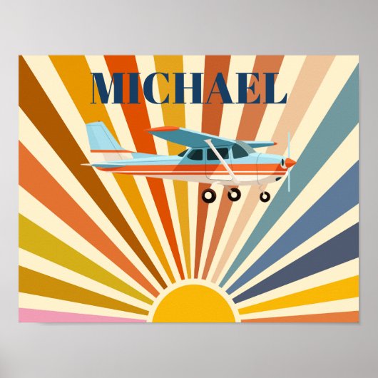 Vintage Airplane Cessna Retro Sunset Custom Poster (Vorne)