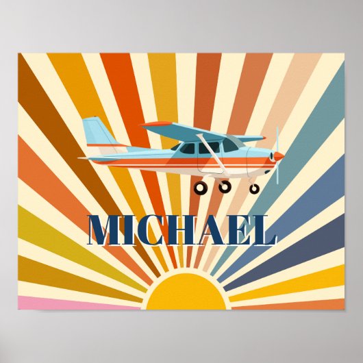Vintage Airplane Cessna Retro Sunset Custom Poster (Vorne)