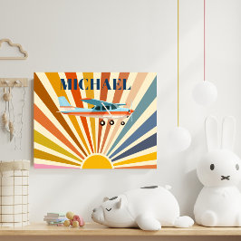 Vintage Airplane Cessna Retro Sunset Custom Poster