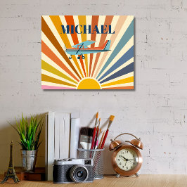 Vintage Airplane Cessna Retro Sunset Custom Poster