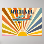 Vintage Airplane Cessna Retro Sunset Custom Poster (Vorne)