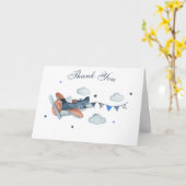 Vintage Airplane Clouds Babydusche Vielen Dank Karte (Gelbe Blume)
