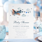 Vintage Airplane Clouds Boy Babydusche Einladung