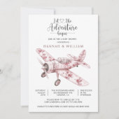 Vintage Airplane Lass das Abenteuer beginnen Baby- Einladung (Vorderseite)
