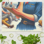 Vintage Airplane Pin-up Geschirrtuch (Gefaltet)