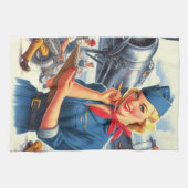 Vintage Airplane Pin-up Geschirrtuch (Horizontal)