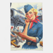 Vintage Airplane Pin-up Geschirrtuch (Vertikal)