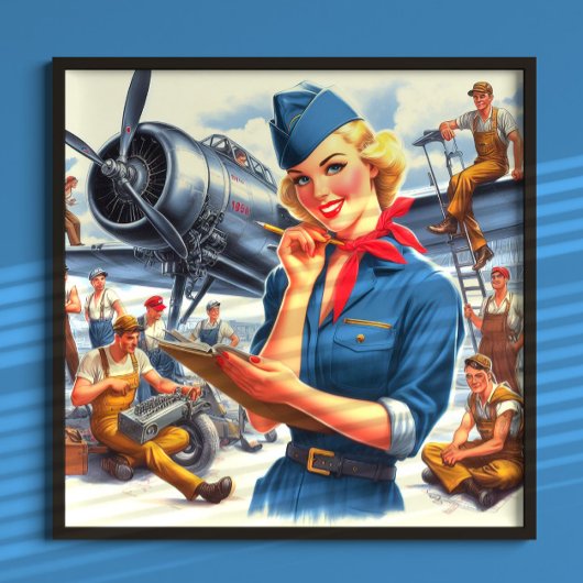Vintage Airplane Pin-up Poster
