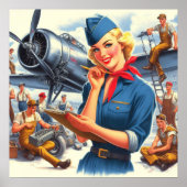 Vintage Airplane Pin-up Poster (Vorne)