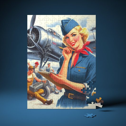 Vintage Airplane Pin-up Puzzle