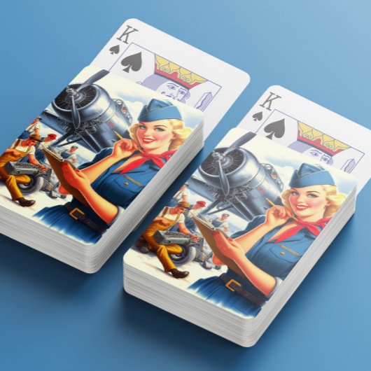 Vintage Airplane Pin-up Spielkarten