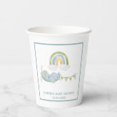 Vintage Airplane Rainbow Clouds Boy Baby Shower  Pappbecher (Rückseite)