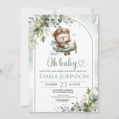 Vintage Airplane Teddy Bear Baby Shower Einladung (Vorderseite)