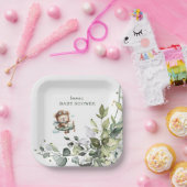 Vintage Airplane Teddy Bear Baby Shower Pappteller (Party)