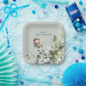 Vintage Airplane Teddy Bear Baby Shower Pappteller (Party)